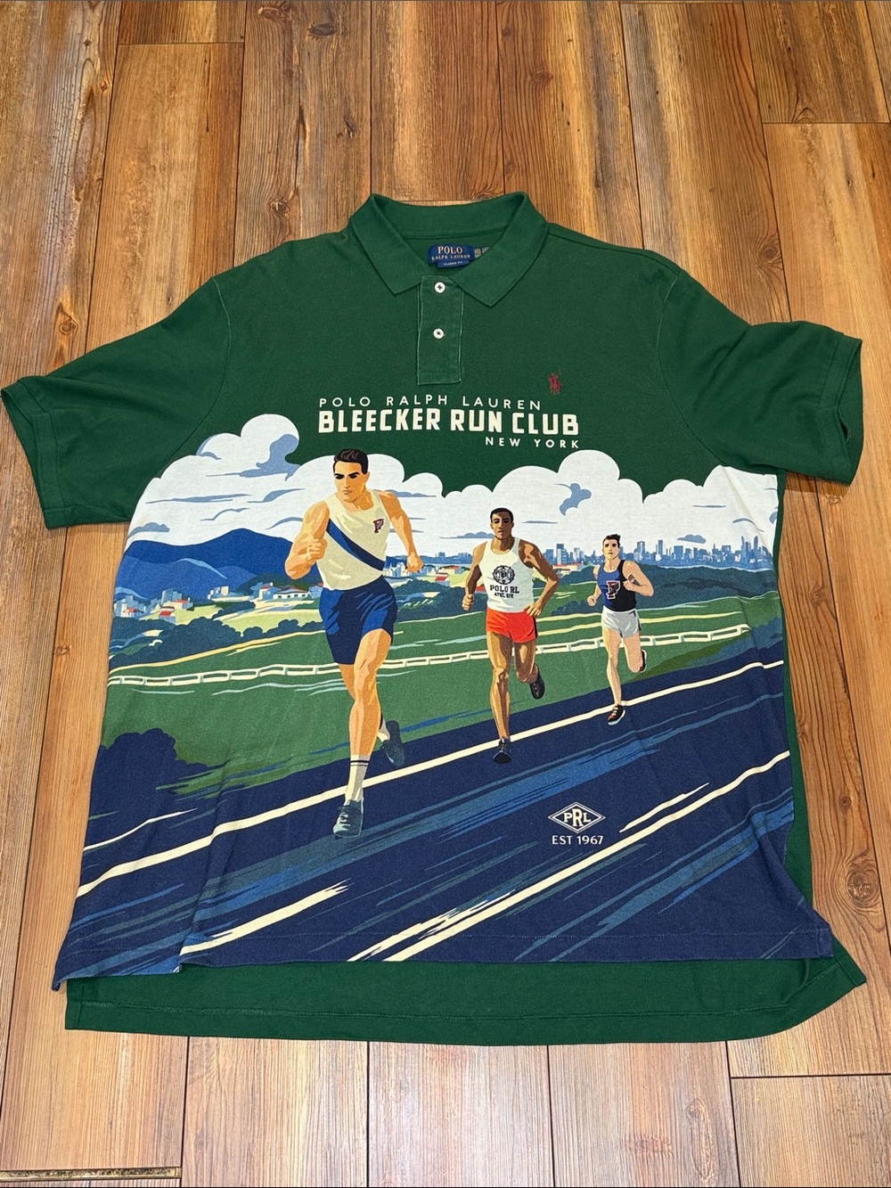 Polo Ralph Lauren Green Bleecker Run Club Graphic Polo P-wing Classic fit XXL